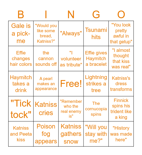 Catching Fire Bingo Card