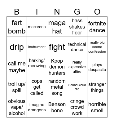 2026 prom Bingo Card