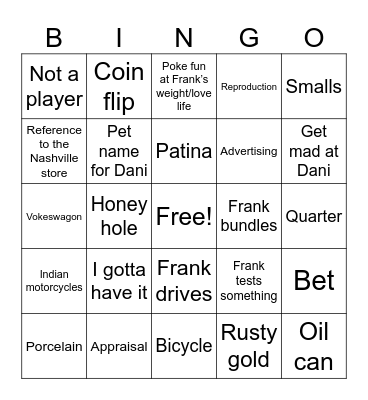 American Pickers Bingo Card