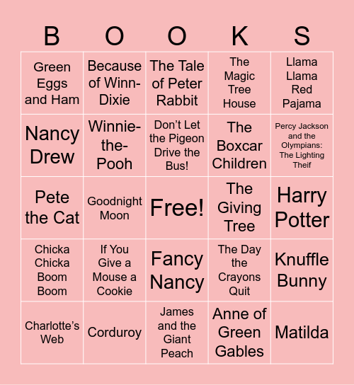 Children’s Books Bingo Card