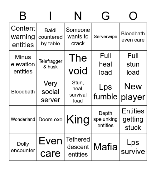 Darkest hours bingo Card