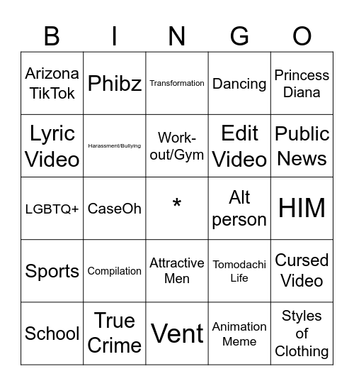 My TikTok Bingo Card