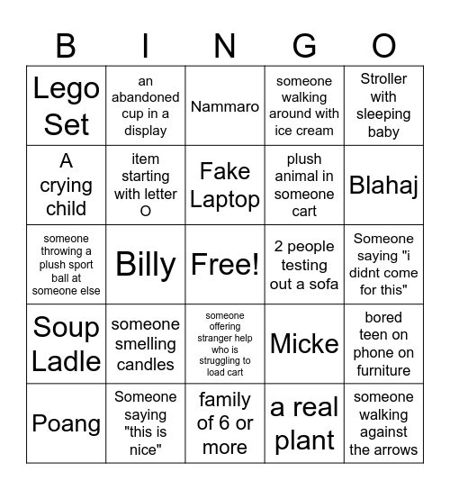Ikea Bingo Card