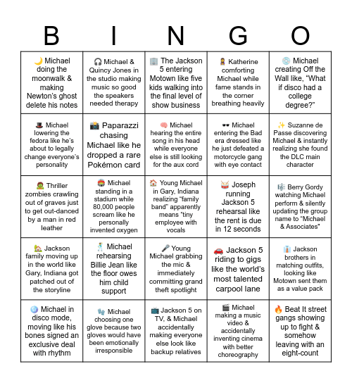 Michael (2026) Bingo Card