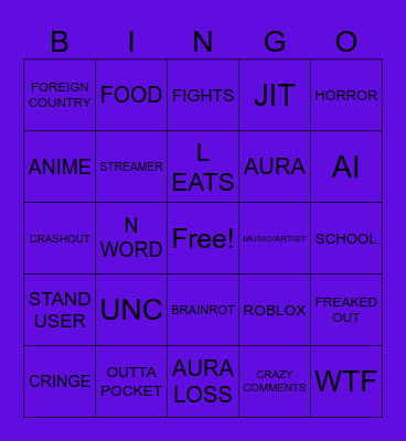 IG REELS Bingo Card