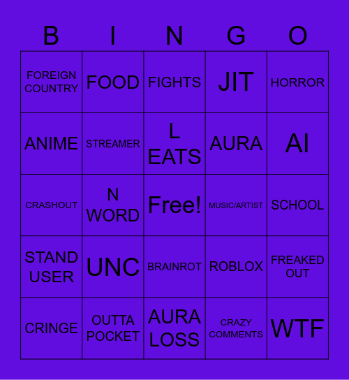 IG REELS Bingo Card