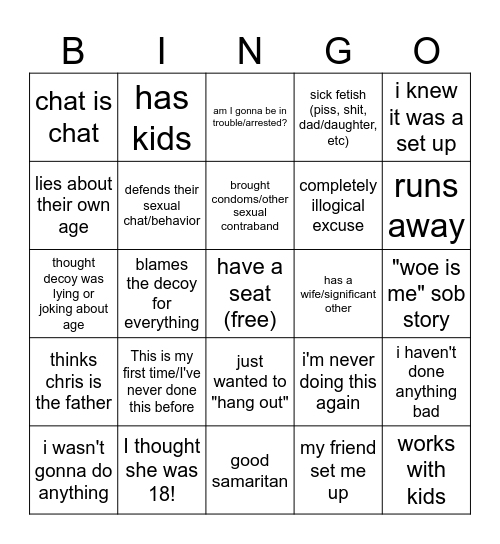 Hansen Bingo Card