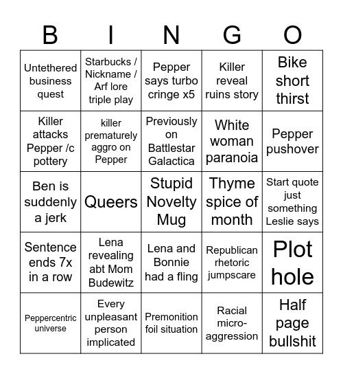 Thyme for Killing Bingo Card