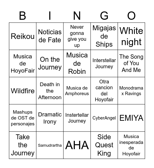 2026 Star Rail's Marvelous Night Bingo Card