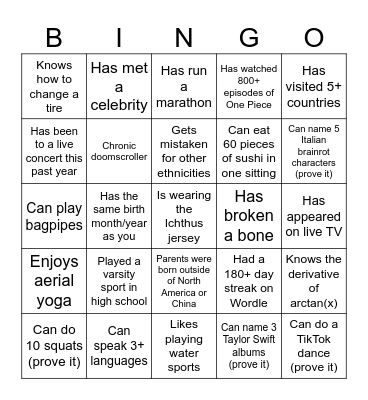Untitled Bingo Card