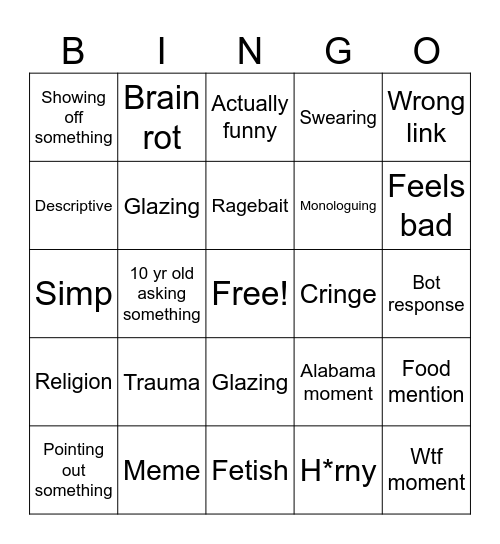 The hub comments Bingo Card