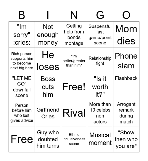 Middy Supreme Bingo Card