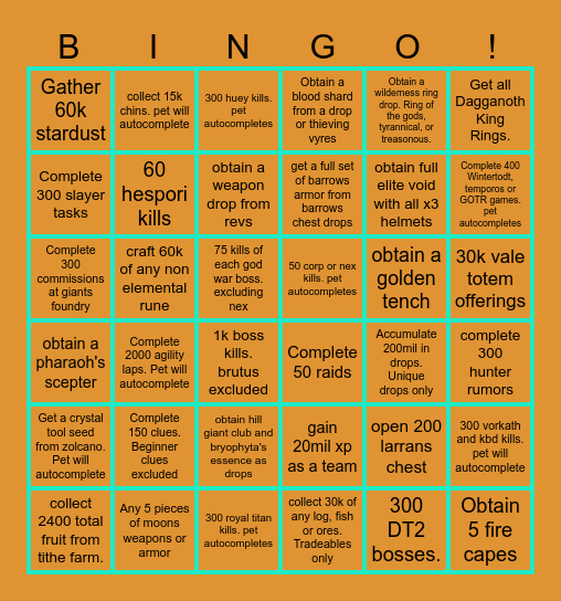 TYRSGUARD Bingo Card