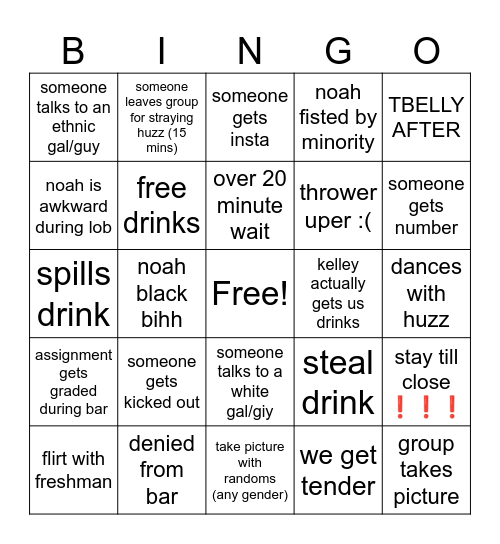 bar  5:2 yaaaa Bingo Card