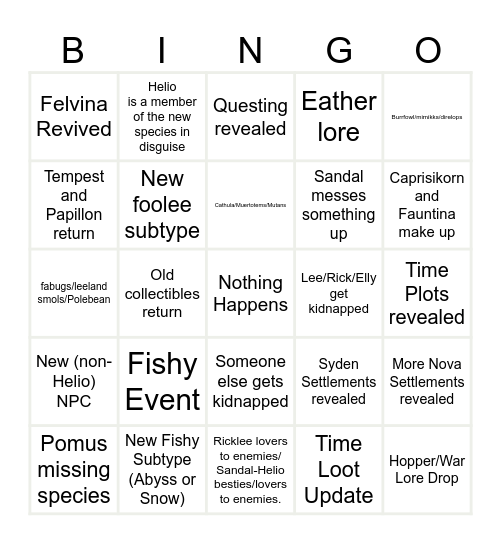 Anniversary Event Bingo Card