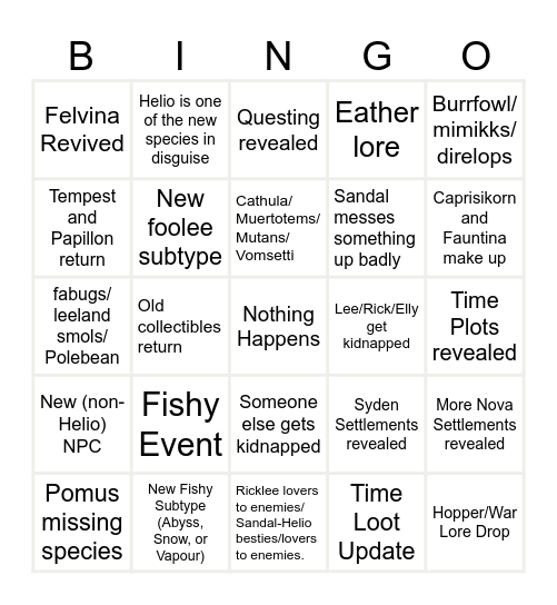 Anniversary Event Bingo Card