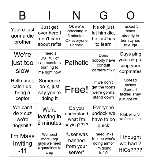 Youngpuke2's Quotes Bingo Card