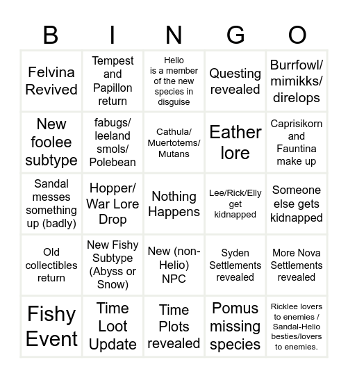 Anniversary Event Bingo Card
