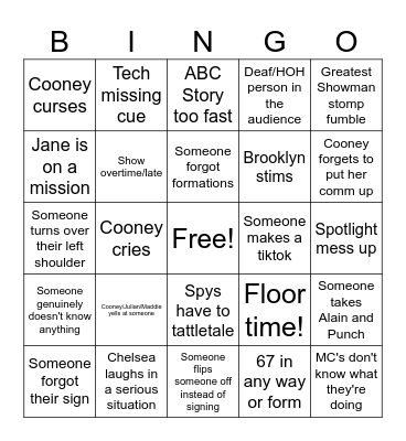 ASL SHOW Bingo Card