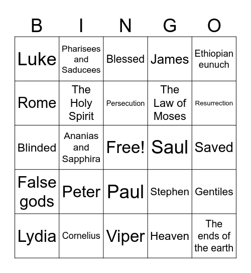 Acts and Revelation Bingo Card