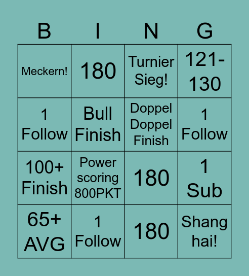 Dart Bingo! Bingo Card