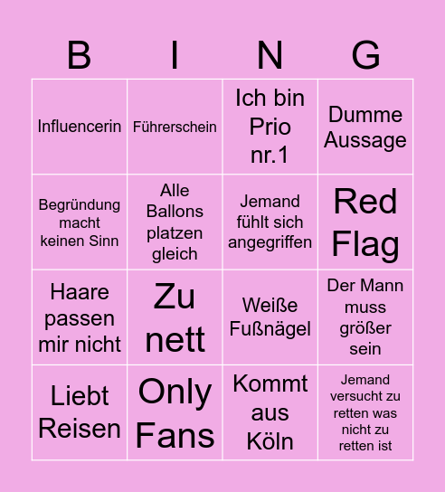 Ballon Date Bingo Card