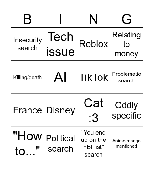 GOOGLE FEUD Bingo Card