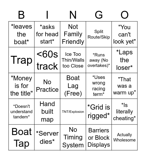 Scuffed Ice Boat Duel Bingo! Bingo Card