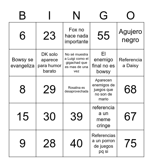 Number Bingo 1-75 Bingo Card