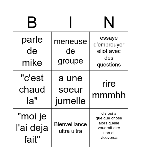 lucile Bingo Card