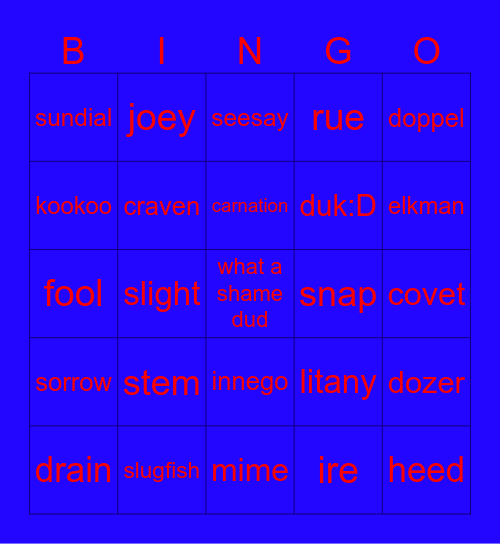 mayhem uhh yeah Bingo Card