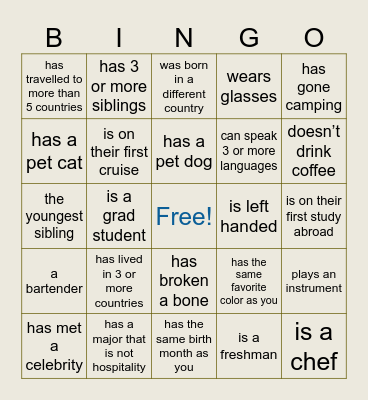 Cruise Party - Find Someone Who... Bingo Card