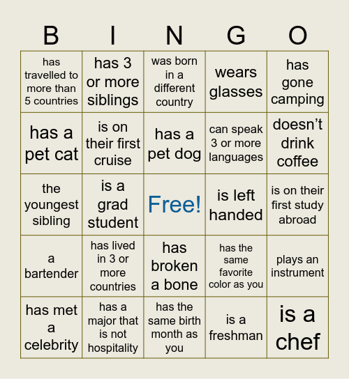 Cruise Party - Find Someone Who... Bingo Card