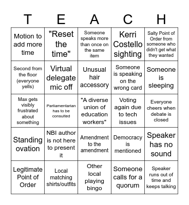 MTA ANNUAL CONFERENCE 2026 Bingo Card