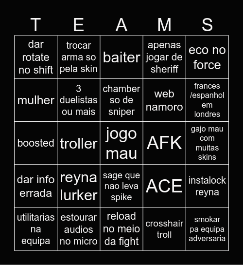 valorant Bingo Card
