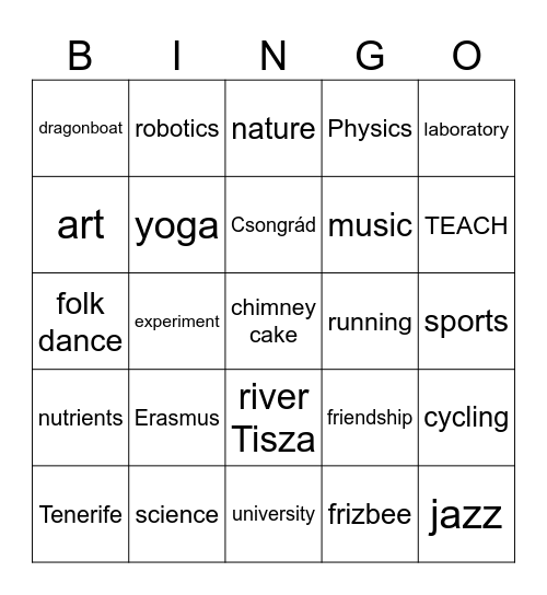 T.E.A.C.H. in Hungary Bingo Card