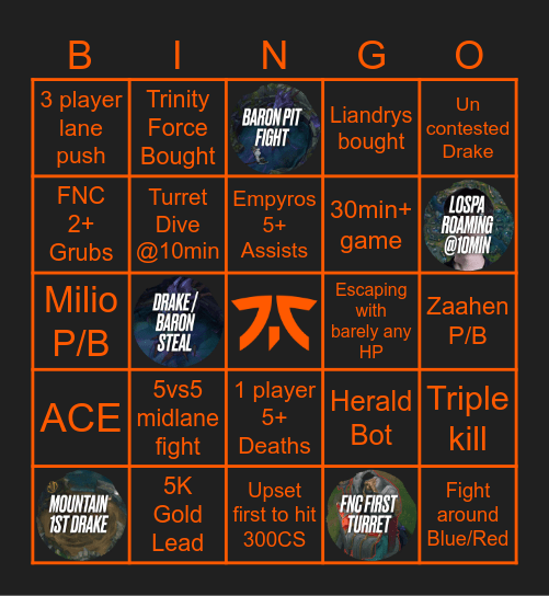 FNC vs VIT G2 (S26) Bingo Card