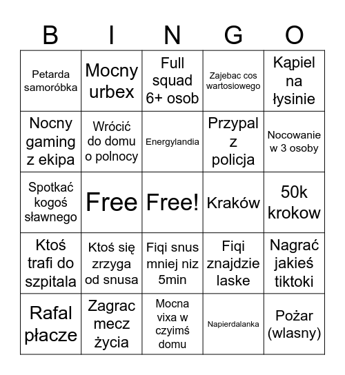 Bingo wakacje 2026 Bingo Card