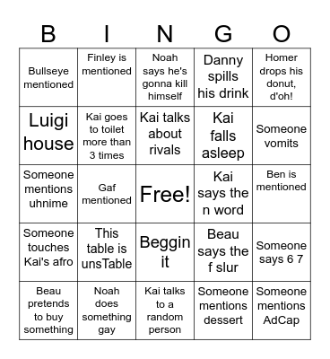 Pub crawl Pingo Bingo Card