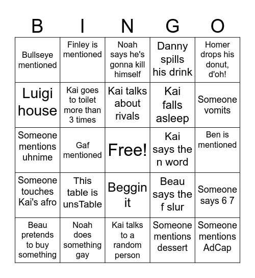 Pub crawl Pingo Bingo Card