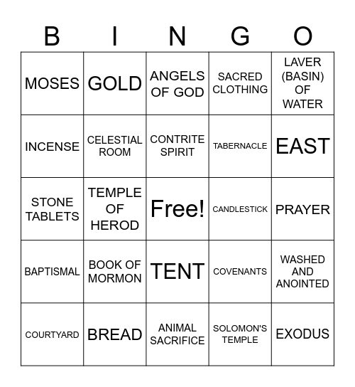 TABERNACLE BINGO Card