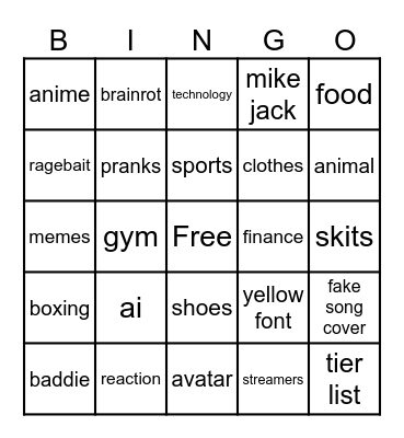 Xenoblade52 Bingo Card
