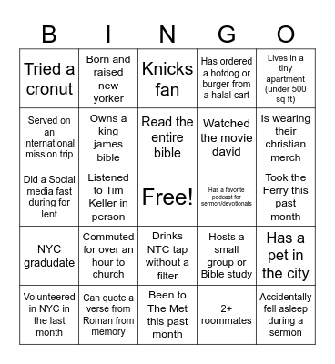 Hope Midtown Bingo Card