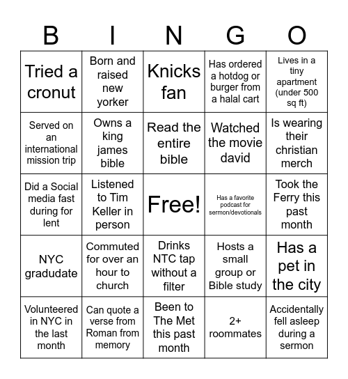 Hope Midtown Bingo Card
