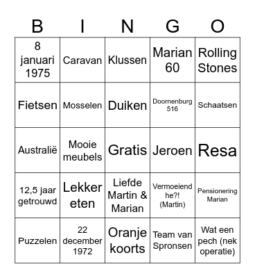 Hoera! Samen 155 jaar Bingo Card