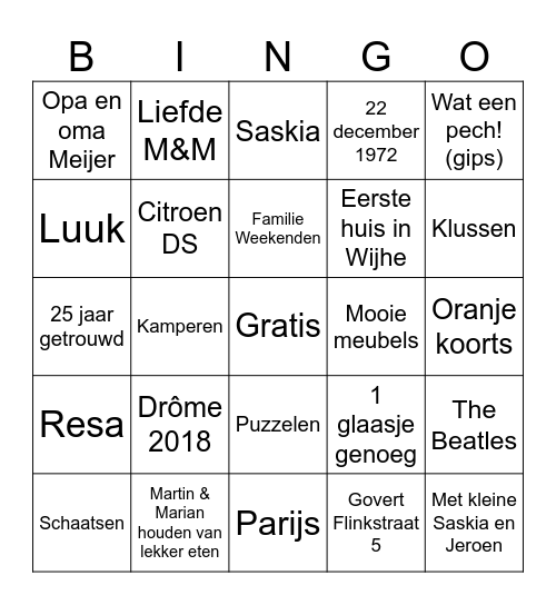 Hoera! samen 155 jaar Bingo Card