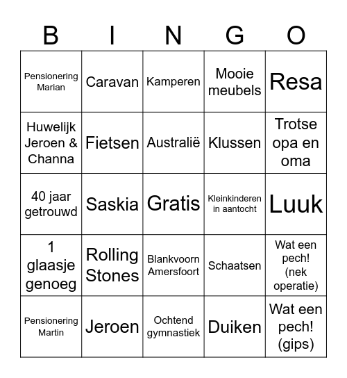 Hoera! Samen 155 jaar! Bingo Card