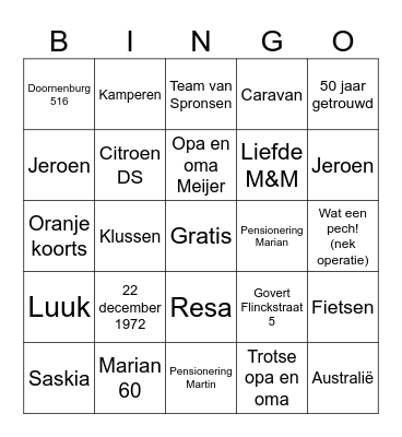 Hoera! Samen 155 jaar Bingo Card