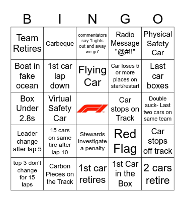 Miami GP 2026 Bingo Card