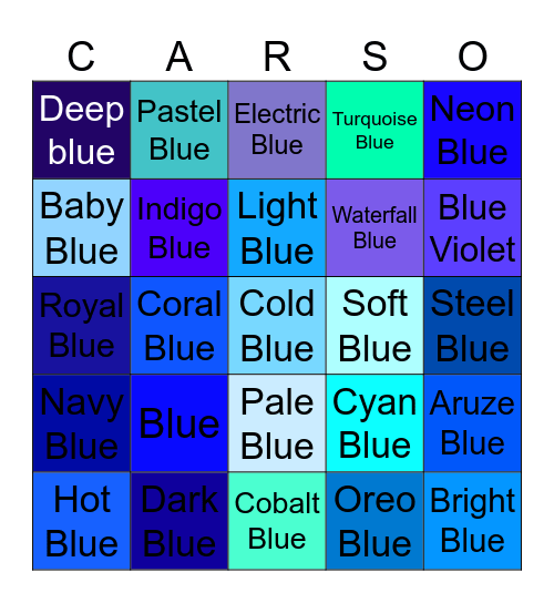 Carson is Blue 💙 * Bingo Card